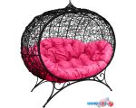 Садовый диван M-Group Улей на ножках 11220408 (черный ротанг/розовая подушка)