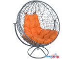 Кресло M-Group Круг вращающееся 11100307 (серый ротанг/оранжевая подушка)