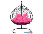 Подвесное кресло M-Group Для двоих 11450408 (черный ротанг/розовая подушка)