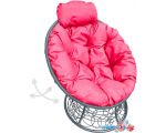 Кресло M-Group Папасан пружинка мини 12090308 (серый ротанг/розовая подушка)
