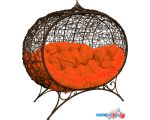 Садовый диван M-Group Улей на ножках 11220207 (коричневый ротанг/оранжевая подушка)