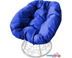 Кресло M-Group Пончик 12320110 (белый ротанг/синяя подушка)