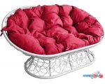 Садовый диван M-Group Мамасан 12110106 (белый ротанг/красная подушка)