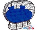 Садовый диван M-Group Лежебока 11190210 (на подставке с коричневым ротангом/синяя подушка)