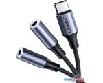 Кабель Ugreen AV144 30732 USB Type-C - 2 x 3.5 мм (0.25 м, черный)