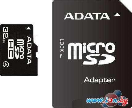 Карта памяти A-Data microSDHC (Class 4) 32GB + SD адаптер (AUSDH32GCL4-RA1) в Могилёве