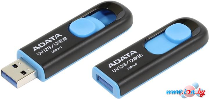USB Flash A-Data DashDrive UV128 Black/Blue 128GB (AUV128-128G-RBE) в Могилёве