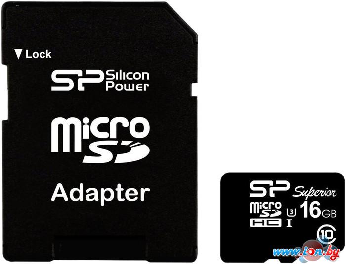Карта памяти Silicon-Power microSDHC UHS-I U3 Class 10 16GB + адаптер (SP016GBSTHDU3V10SP) в Витебске