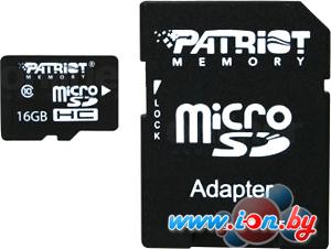 Карта памяти Patriot microSDHC (Class 10) 16 Гб + адаптер (PSF16GMCSDHC10) в Витебске