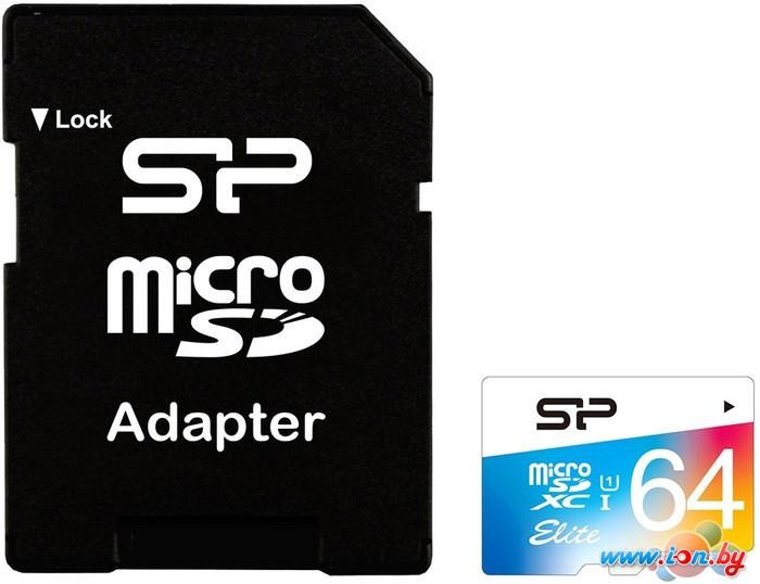 Карта памяти Silicon-Power Elite microSDXC UHS-I 64GB + адаптер [SP064GBSTXBU1V20SP] в Бресте