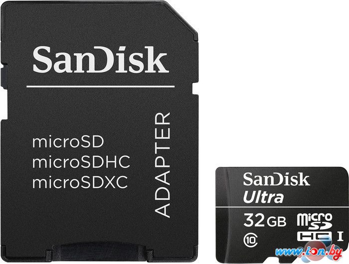 Карта памяти SanDisk Ultra microSDHC 32GB UHS-I + адаптер [SDSDQL-032G-R35A] в Могилёве