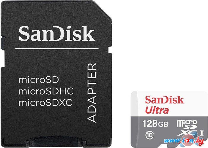 Карта памяти SanDisk Ultra microSDXC 128GB UHS-I + адаптер [SDSQUNB-128G-GN6TA] в Витебске