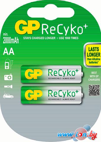 Аккумуляторы GP ReCyko+ AA 2000mAh 2 шт. [210AAHCB] в Гомеле
