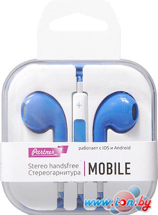 Наушники с микрофоном Partner Mobile (синий) в Могилёве