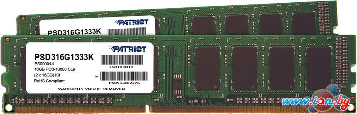 Оперативная память Patriot 2x8GB DDR3 PC3-10600 [PSD316G1333K] в Могилёве