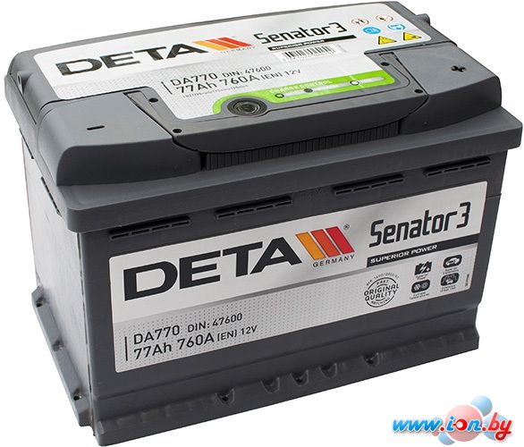 Автомобильный аккумулятор DETA Senator3 DA770 (77 А·ч) в Минске