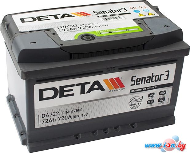 Автомобильный аккумулятор DETA Senator3 DA722 (72 А·ч) в Бресте
