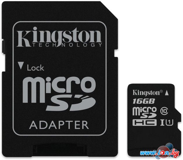 Карта памяти Kingston microSDHC (Class 10) U1 16GB + адаптер [SDCIT/16GB] в Могилёве