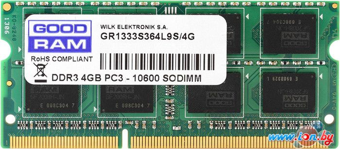Оперативная память GOODRAM 4GB DDR3 SO-DIMM PC3-10600 (GR1333S364L9S/4G) в Могилёве