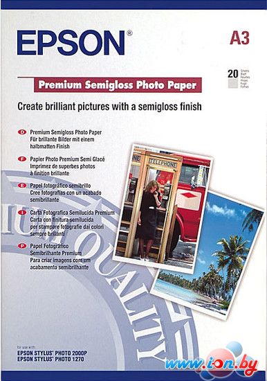 Фотобумага Epson Premium Semigloss Photo Paper A3 20 листов (C13S041334) в Могилёве