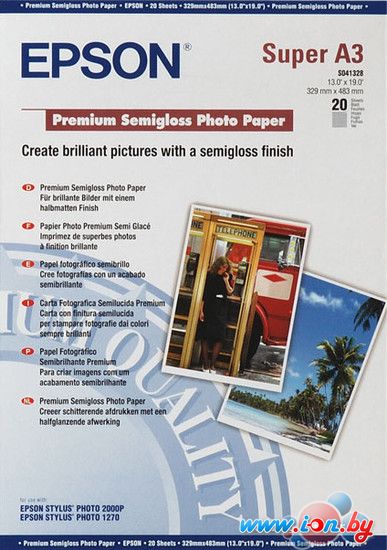 Фотобумага Epson Premium Semigloss Photo Paper A3+ 20 листов (C13S041328) в Могилёве