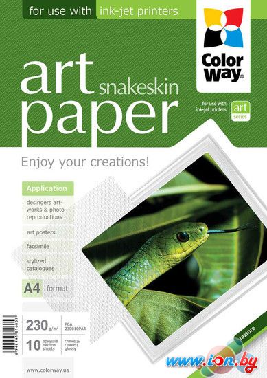 Фотобумага Colorway CW ART глянцевая фактура кожа змеи A4 230г/м 10л (PGA230010PA4) в Могилёве