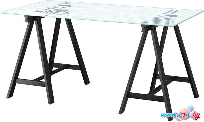 Письменный стол Ikea Гласхольм/Одвальд (стекло/черный) [290.471.77] в Гомеле