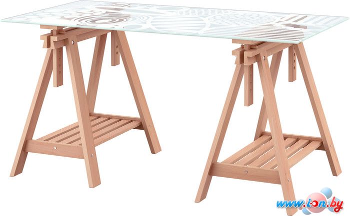 Письменный стол Ikea Гласхольм/Финвард (стекло/бук) [090.471.64] в Могилёве