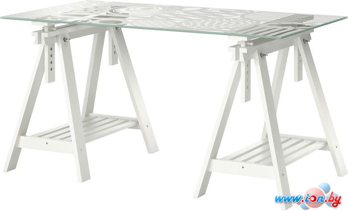 Письменный стол Ikea Гласхольм/Финвард (стекло/белый) [590.020.21] в Могилёве