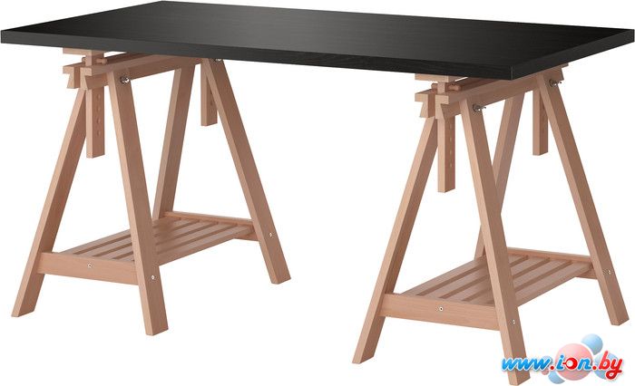 Письменный стол Ikea Линнмон/Финвард (черный/бук) [190.473.09] в Могилёве