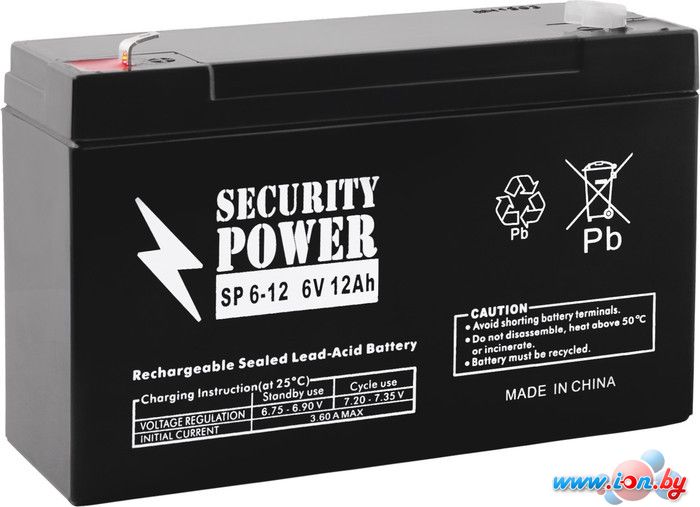 Аккумулятор для ИБП Security Power SP 6-12 F1 (6В/12 А·ч) в Бресте
