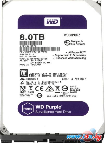 Жесткий диск WD Purple 8TB [WD80PURZ] в Бресте