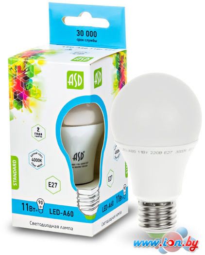 Светодиодная лампа ASD LED-A60-standard E27 11 Вт 4000 К [4690612001715] в Гродно
