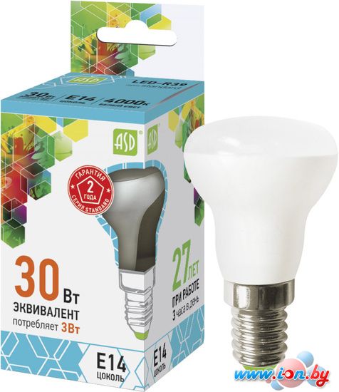Светодиодная лампа ASD LED-R39-standard E14 3 Вт 4000 К [4690612006680] в Гродно