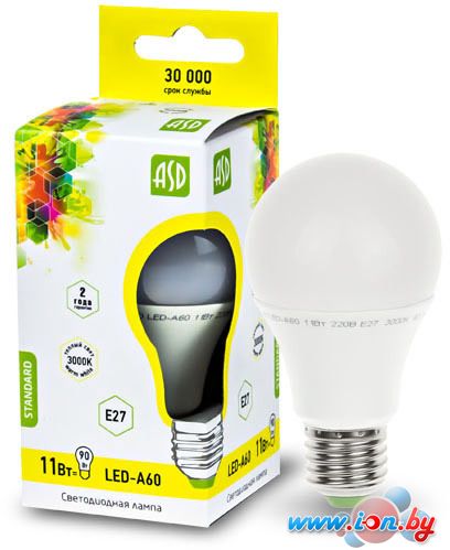 Светодиодная лампа ASD LED-A60-standard E27 11 Вт 3000 К [4690612001739] в Могилёве