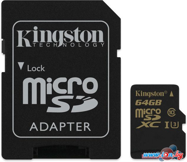 Карта памяти Kingston Gold microSDHC UHS-I (Class 3) U3 64GB + адаптер [SDCG/64GB] в Могилёве