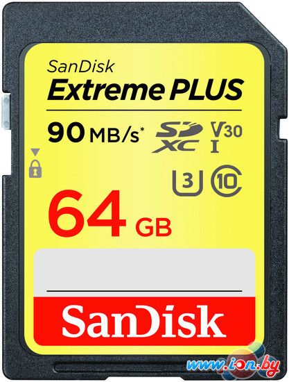 Карта памяти SanDisk Extreme PLUS V30 SDXC 64GB [SDSDXWF-064G-GNCIN] в Могилёве