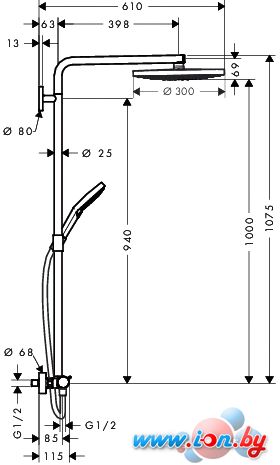 Душевая система Hansgrohe Raindance Select Showerpipe 360 [27133000] в Могилёве