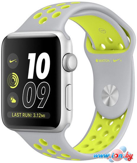 Умные часы Apple Watch Nike+ 42mm Silver with Flat Silver/Volt Nike Band [MNYQ2] в Могилёве