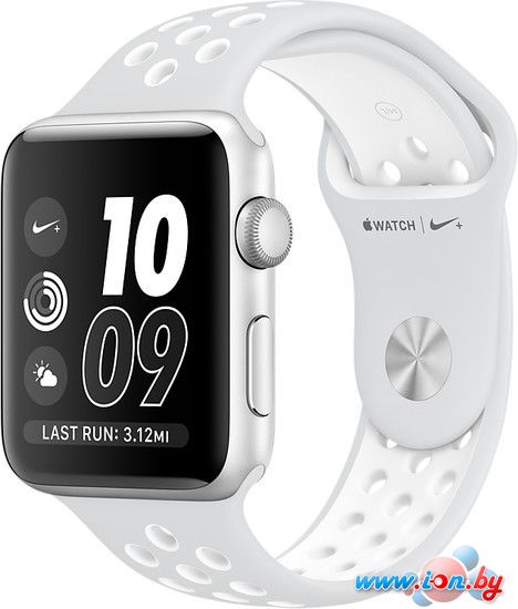 Умные часы Apple Watch Nike+ 42mm Silver with White Nike Sport Band [MQ192] в Минске