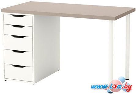 Письменный стол Ikea Линнмон/Алекс (геометрический бежевый/белый) [792.143.00] в Бресте