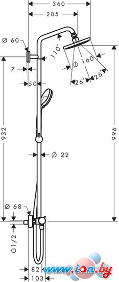 Душевая система Hansgrohe Croma 160 Showerpipe [27135000] в Могилёве