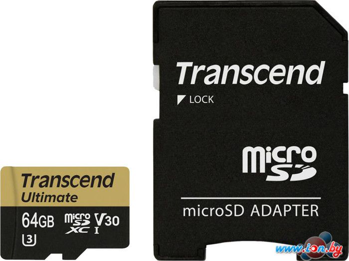 Карта памяти Transcend Ultimate microSDXC UHS-I U3M 64GB + адаптер [TS64GUSDU3M] в Могилёве