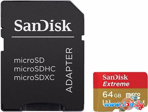 Карта памяти SanDisk Extreme microSDXC UHS-I + адаптер 64GB [SDSQXAF-064G-GN6MA] в Могилёве