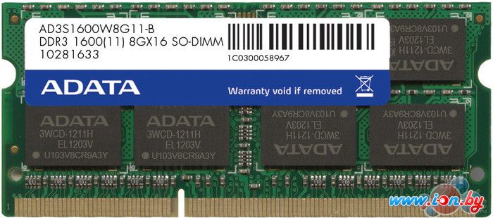 Оперативная память A-Data Premier 8GB DDR3 SO-DIMM PC3-12800 (AD3S1600W8G11-B) в Могилёве