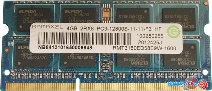 Оперативная память Ramaxel 4GB DDR3 SODIMM PC3-12800 RMT3160ED58E9W-1600 в Гомеле