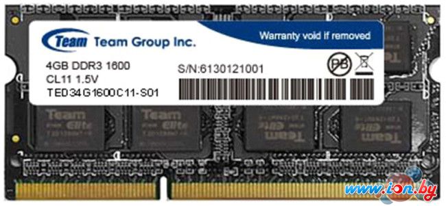 Оперативная память Team Elite 4GB DDR3 SODIMM PC3-12800 [TED34G1600C11-S01] в Могилёве