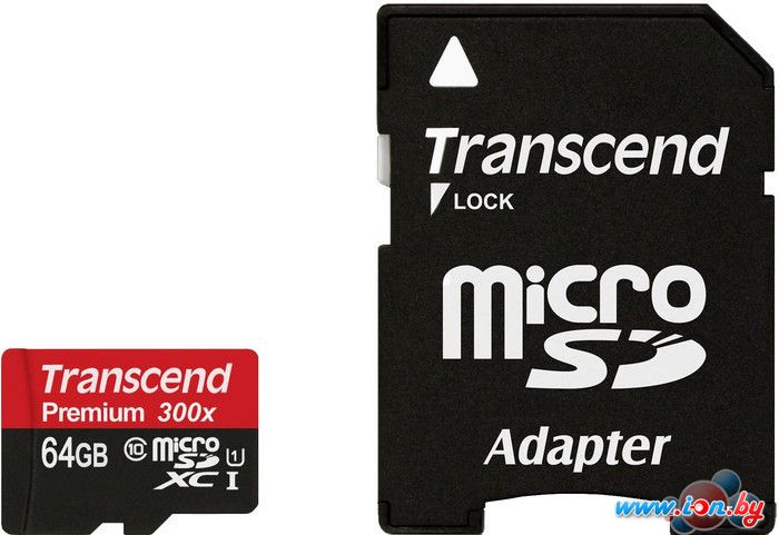 Карта памяти Transcend microSDXC UHS-I 300x Premium (Class 10) 64GB [TS64GUSDU1] в Витебске