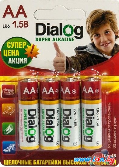 Батарейки Dialog AA 4 шт. [LR6-4B] в Гомеле