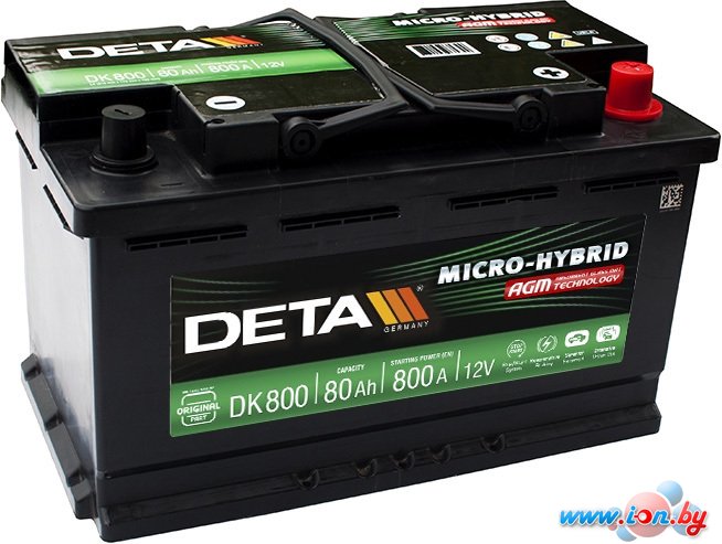 Автомобильный аккумулятор DETA Micro-Hybrid AGM DK800 (80 А·ч) в Витебске